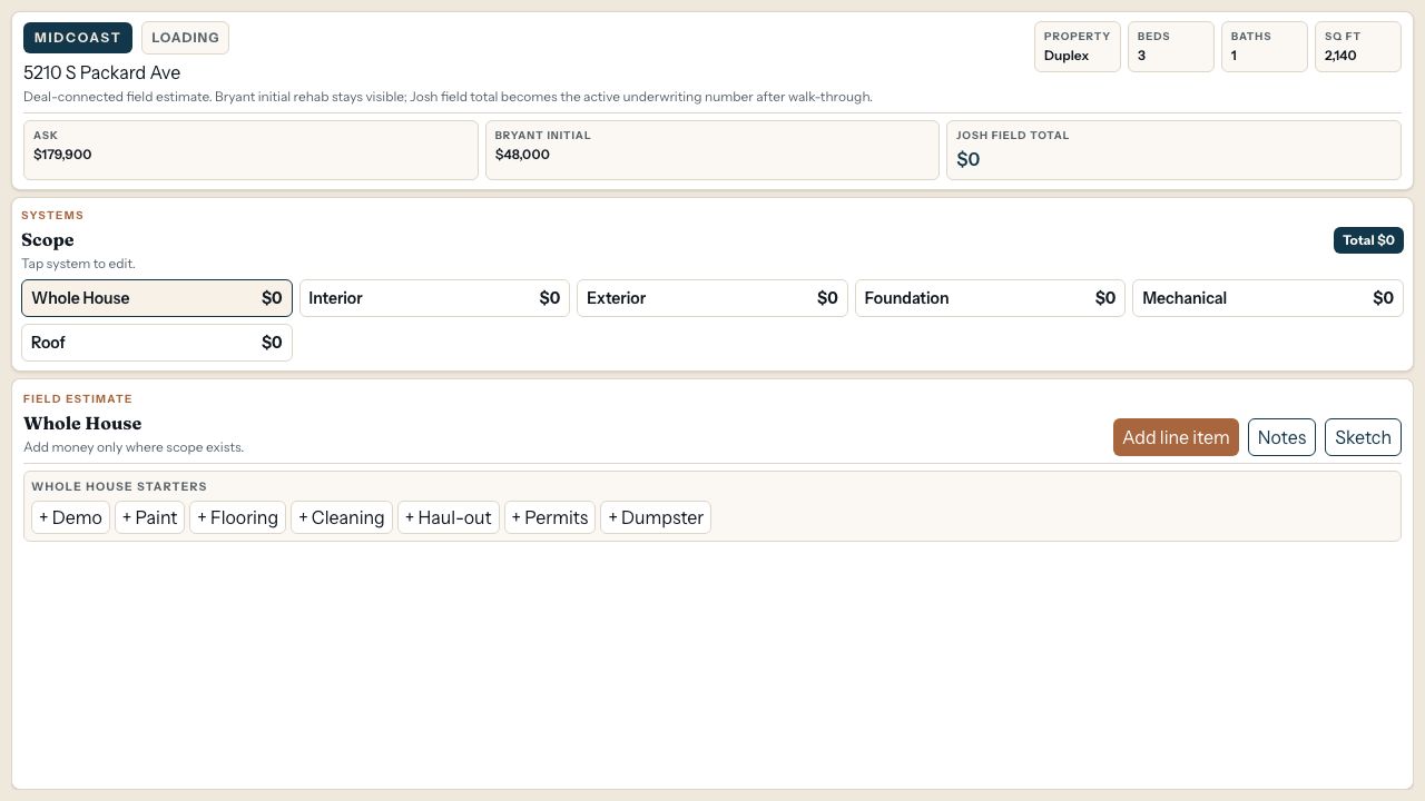 MidCoast Field Estimator